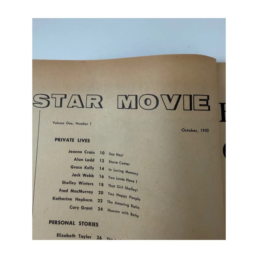 Vintage Star Movie Magazine October 1955 Elizabeth Taylor Grace Kelly Vol 1 No 1
